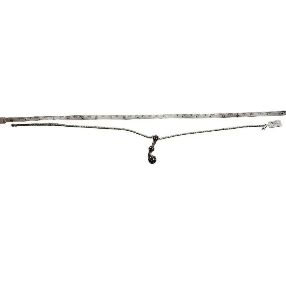 Tripia Wood with Cubic Zirconia Drop Necklace Silver Chain 16-18 inches